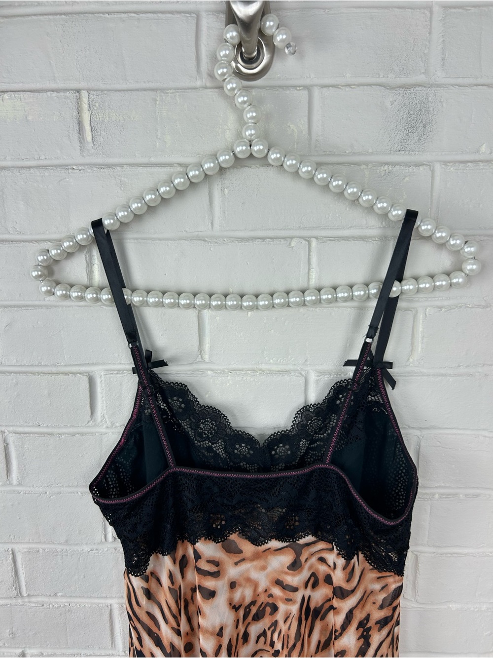 Vintage 90s Y2K Josie Natori Animal Print Slip Lingerie Dress Size M - Picture 4 of 10